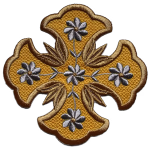Cross 5 Flowers Applique Byzantine Applique Cross with Five Flowers & 12 Petals for Priest Vestments - Custom Colors - Orthodox Monastic Handmade