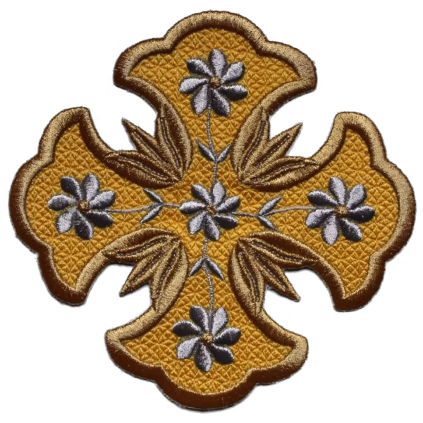 Cross 5 Flowers Applique Byzantine 5-Flower & 12-Petal Cross Applique