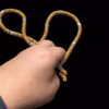 HANDMADE Tailless Gold Satin PRAYER ROPE/KOMBOSKINI/CHOTKI (100 Knots) with CHINA BONE PATTERNED Beads - Unparalleled Comfort for All-Day Prayer