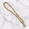 HANDMADE Tailless Gold Satin PRAYER ROPE/KOMBOSKINI/CHOTKI (100 Knots) with CHINA BONE PATTERNED Beads - Unparalleled Comfort for All-Day Prayer