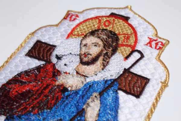 photo_2025-03-08_10-57-09 Christ the Good Shepherd Embroidered Icon Applique (6″x5.5″)