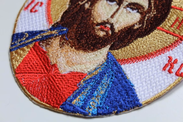 photo_125@28-02-2025_09-26-48 Christ the Light Embroidered Icon Applique - Orthodox Byzantine Style - Monastic Handmade - Gold Border