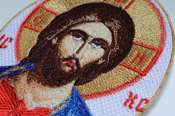 photo_123@28-02-2025_09-26-46 Christ the Light Embroidered Icon Applique - Orthodox Byzantine Style - Monastic Handmade - Gold Border