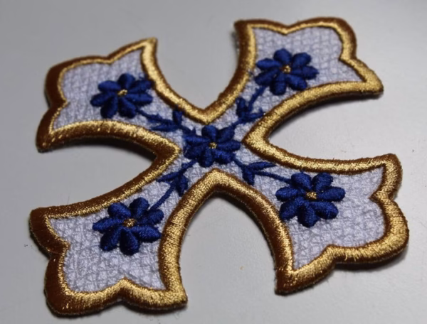 photo_106@28-02-2025_09-26-35 Byzantine Applique Cross with Five Flowers - Priest Vestment Applique - Custom Colors - Orthodox Monastic Handmade