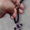 HANDMADE Tailless Black Satin PRAYER ROPE/KOMBOSKINI/CHOTKI (100 Knots) with GOLD & LILAC Beads - Unparalleled Comfort for All-Day Prayer