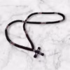 HANDMADE Tailless Black Satin PRAYER ROPE/KOMBOSKINI/CHOTKI (100 Knots) with GOLD & LILAC Beads - Unparalleled Comfort for All-Day Prayer