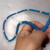 HANDMADE Tailless Azure Blue Satin PRAYER ROPE/KOMBOSKINI/CHOTKI (100 Knots) with FAUX-PEARL Beads - Unparalleled Comfort for All-Day Prayer