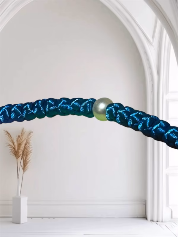HANDMADE Tailless Azure Blue Satin PRAYER ROPE/KOMBOSKINI/CHOTKI (100 Knots) with FAUX-PEARL Beads - Unparalleled Comfort for All-Day Prayer