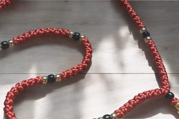 HANDMADE Rustic Red Satin PRAYER ROPE/KOMBOSKINI/CHOTKI (100 Knots) - Unparalleled Comfort for All-Day Prayer