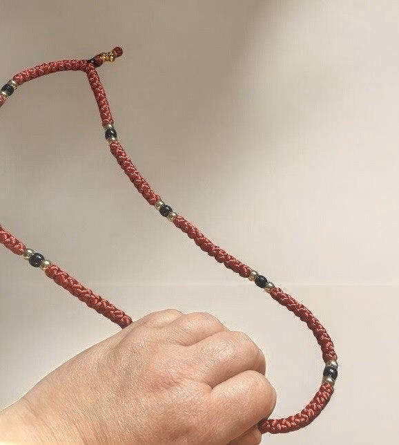HANDMADE Rustic Red Satin PRAYER ROPE/KOMBOSKINI/CHOTKI (100 Knots) - Unparalleled Comfort for All-Day Prayer