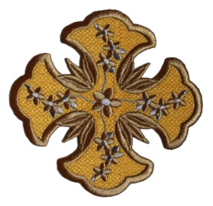 photo_107@28-02-2025_09-26-35 Byzantine Applique Cross with Thirteen Flowers & 12 Petals - Priest Vestment Applique - Custom Colors - Orthodox Monastic Handmade