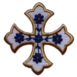 Byzantine 5-Flower Applique Cross (6.25")