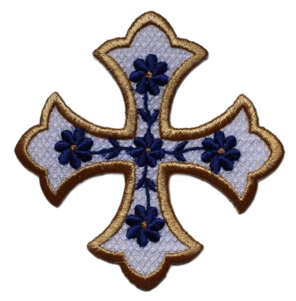 photo_104@28-02-2025_09-26-34 Byzantine Applique Cross with Five Flowers - Priest Vestment Applique - Custom Colors - Orthodox Monastic Handmade