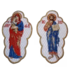 Christ & the Theotokos Full-Body Icon Applique Set - Orthodox Byzantine - Gold Accents, Blue/Red/White - Monastery Made