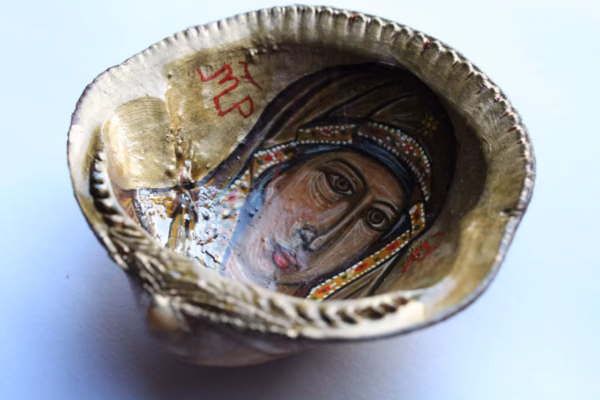 photo_2025-06-04_07-10-55 ONE-OF-A-KIND Theotokos Icon "Mother of Pearl" - Handpainted Clam Shell - Orthodox Monastic Iconography