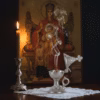 marie-antoinette-incense-in-use-5 A beautiful silver katzion gently smoking with Marie Antoinette incense, resting on a prayer stand before an icon of the Theotokos, lit by a beeswax candle.