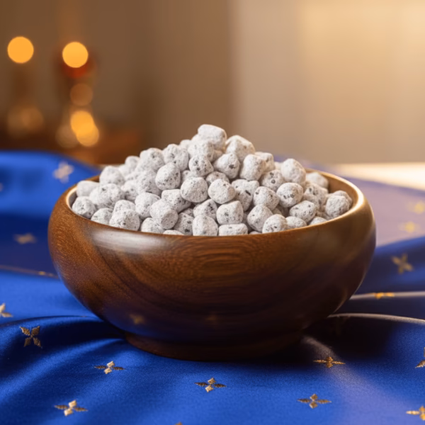 bethlehem-athonite-incense-4 A polished wooden bowl of handcrafted Bethlehem incense, resting on a royal blue and gold embroidered cloth, evoking the Nativity services.