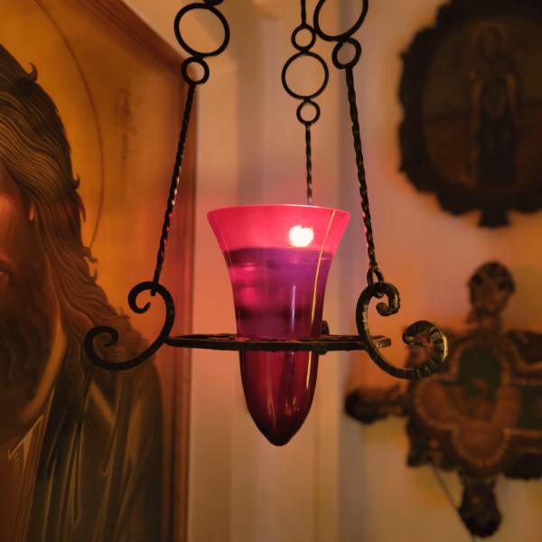 vigil-lamp Vigil lamp burning in our monastery.