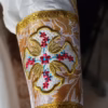 beige orthodox priest vestments cuff detail when worn Custom Orthodox Priest Vestments (Made to Order)