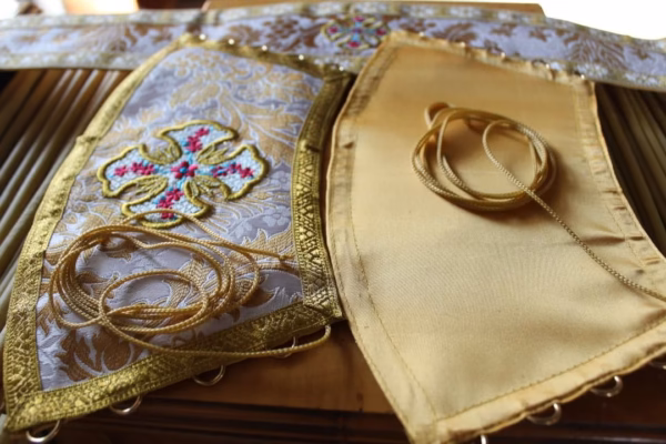 beige orthodox priest vestments cuff detail 2 Custom Orthodox Priest Vestments (Made to Order)