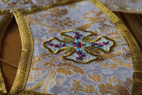 beige orthodox priest vestments cuff detail Custom Orthodox Priest Vestments (Made to Order)