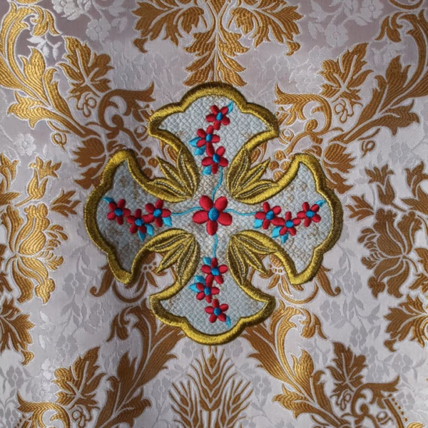 beige orthodox priest vestments back applique example Custom Orthodox Priest Vestments (Made to Order)
