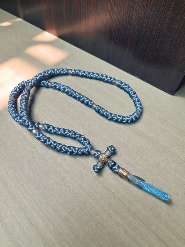 photo_2026-05-22_11-41-50 Azure Blue 100-Knot Satin Orthodox Prayer Rope (Komboskini)