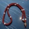 Burgundy 100-Knot Satin Prayer Rope (Komboskini) with Gold-Colored Cross
