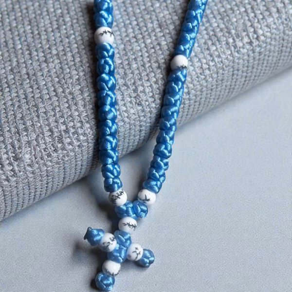 photo_2026-05-14_09-36-40 Baby Blue 100-Knot Satin Prayer Rope (Komboskini) – Handcrafted by the Abbot