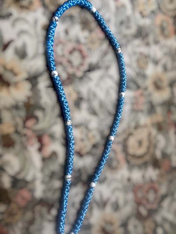 photo_2026-05-14_09-36-45 Baby Blue 100-Knot Satin Prayer Rope (Komboskini) – Handcrafted by the Abbot