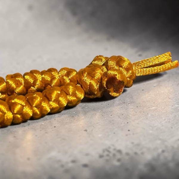 Gold 50-Knot Satin Prayer Rope (Komboskini) with China Pattern Beads