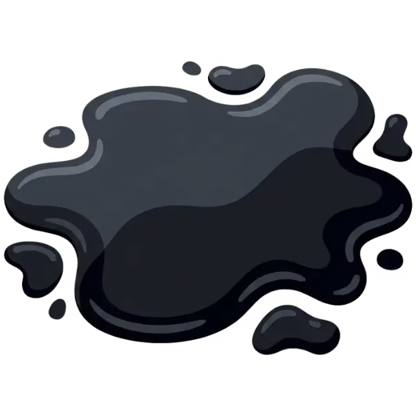 A pool of black, greasy oil.
