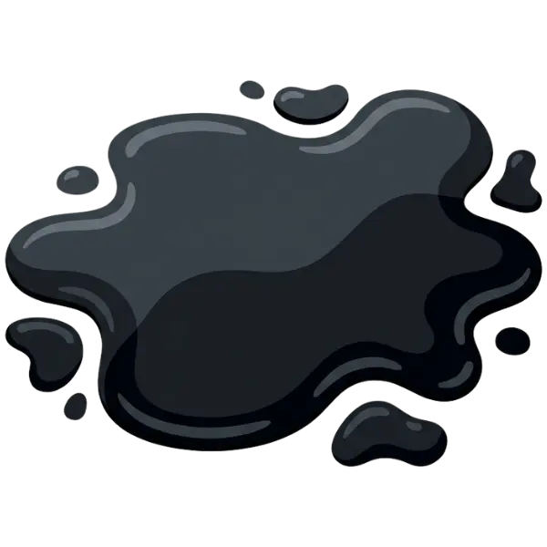 A pool of black, greasy oil.