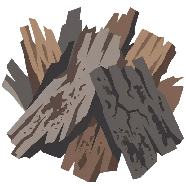 A vector diagram of woody bark scrapings.