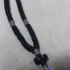 Black 100-Knot Satin Prayer Rope (Komboskini) with Violet Pearl Beads & Tassel