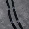Black 100-Knot Satin Prayer Rope (Komboskini) with Violet Pearl Beads & Tassel