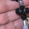 Black 100-Knot Satin Prayer Rope (Komboskini) with Violet Pearl Beads & Tassel